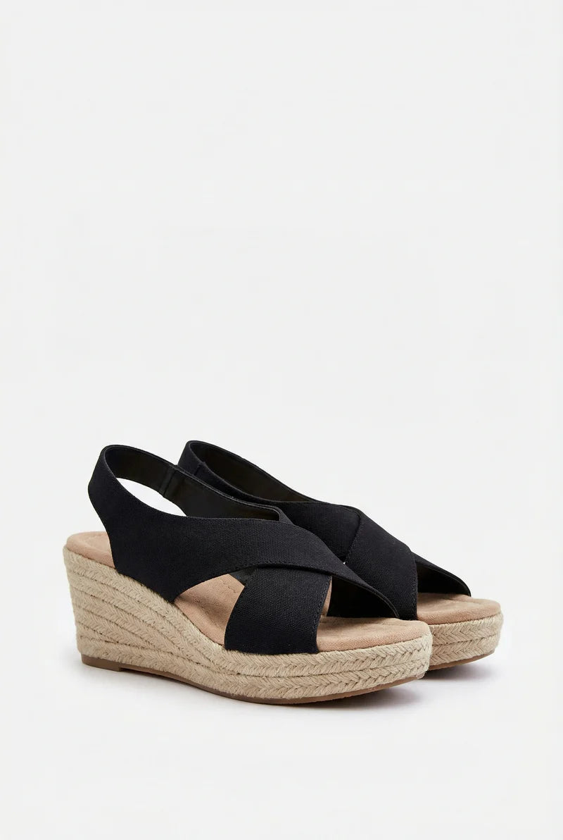 Women’s Open Toe Sandals Vegan Leather Adjustable Strap PVC Sole