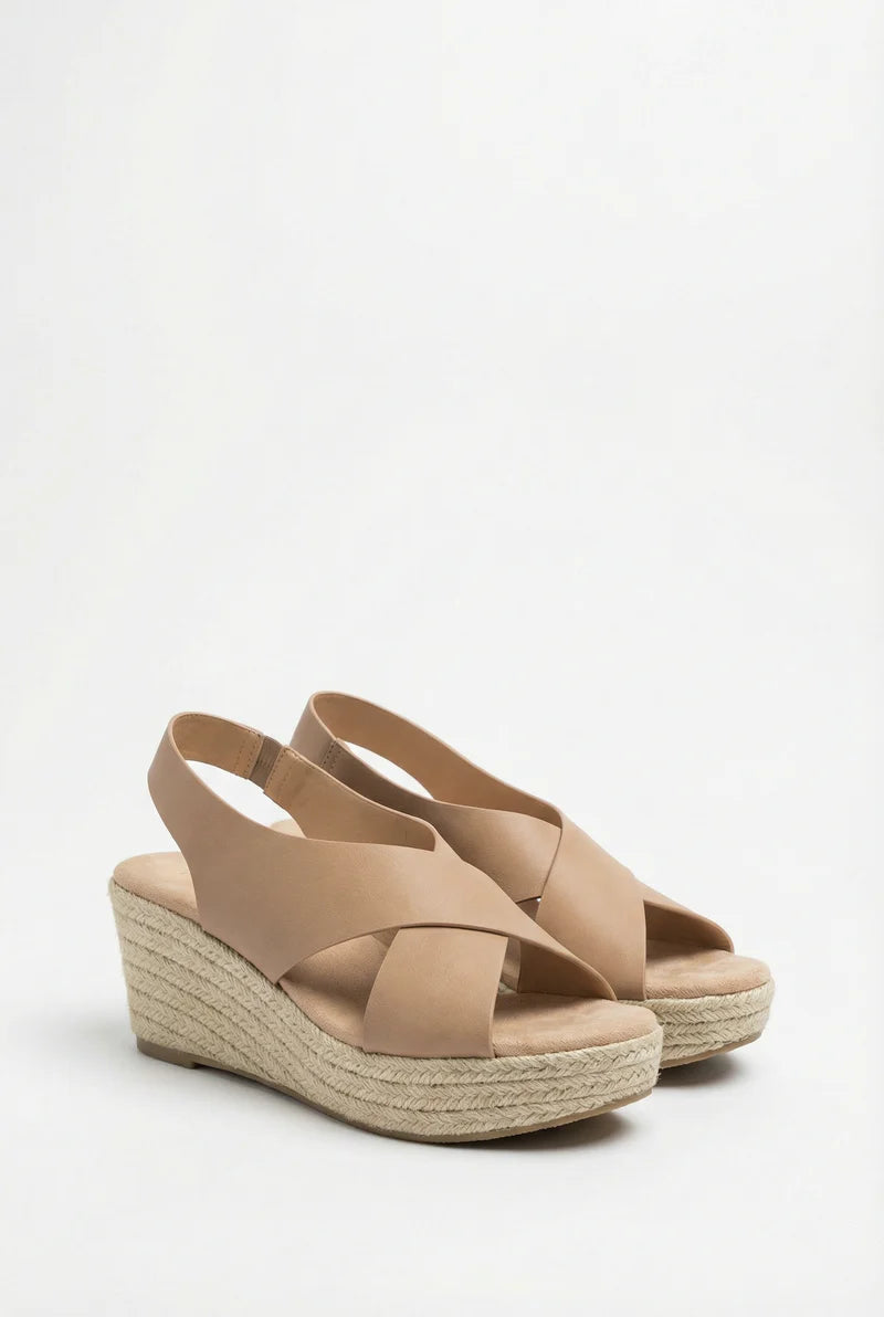 Women’s Open Toe Sandals Vegan Leather Adjustable Strap PVC Sole