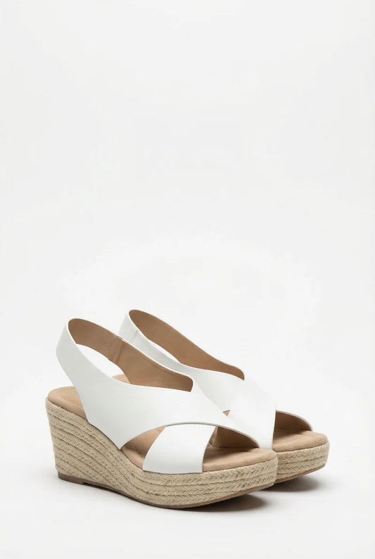 Women’s Open Toe Sandals Vegan Leather Adjustable Strap PVC Sole