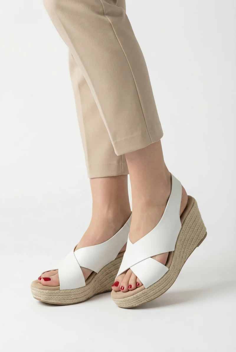 Women’s Open Toe Sandals Vegan Leather Adjustable Strap PVC Sole