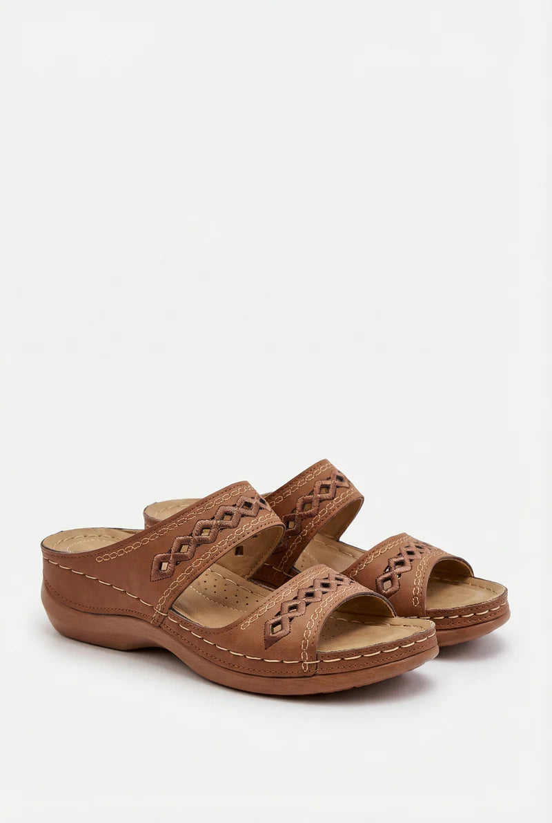 Women’s Vegan Leather Sandals Open Toe Adjustable Strap Rubber Sole