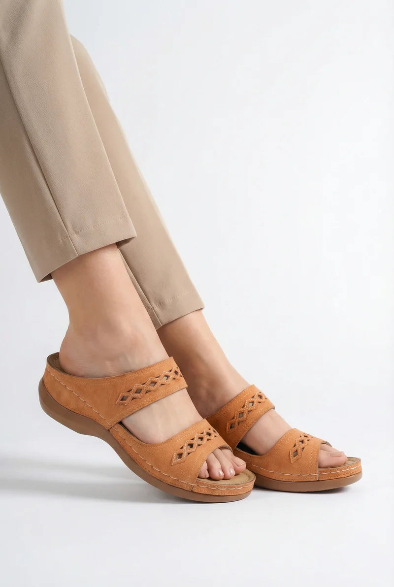 Women’s Vegan Leather Sandals Open Toe Adjustable Strap Rubber Sole