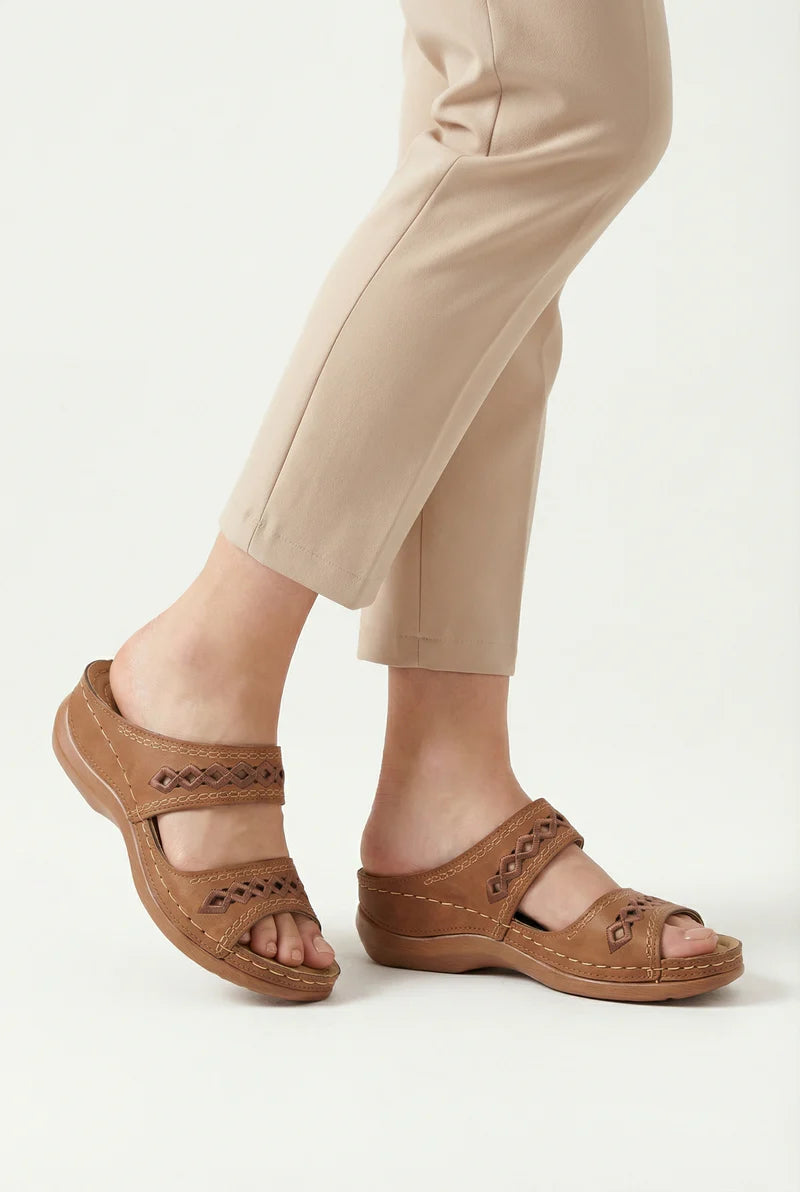 Women’s Vegan Leather Sandals Open Toe Adjustable Strap Rubber Sole