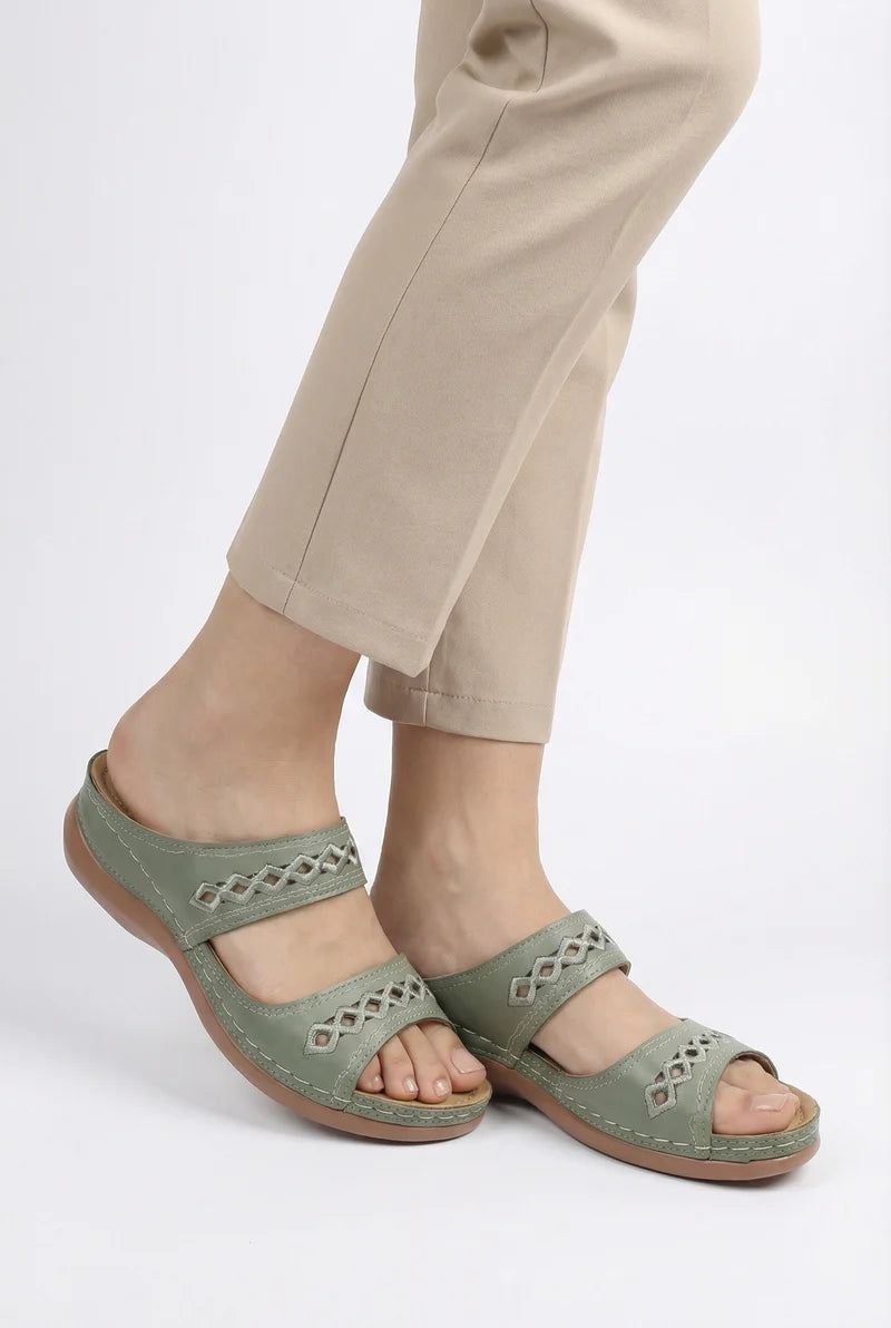 Women’s Vegan Leather Sandals Open Toe Adjustable Strap Rubber Sole