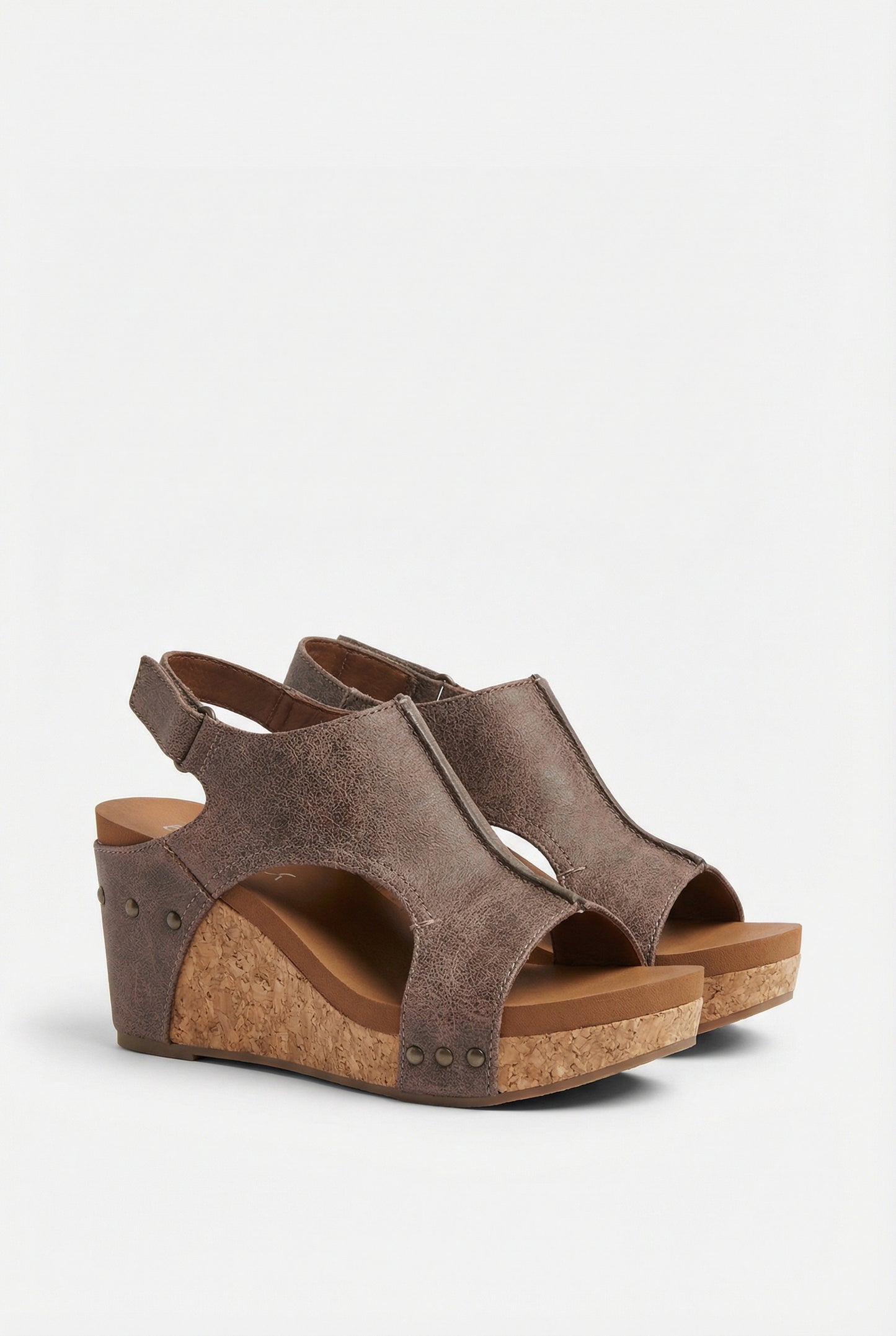 Women’s Vegan Leather Wedge Sandals Cork Heel Cushioned Sole